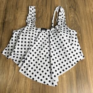 Edel Qual Womens XXL Bathing Suit Top Polkadot  White/ Black‎ NWT